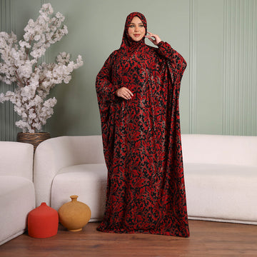 Practical Kuwaiti Jersey prayer dress with headscarf- Printed