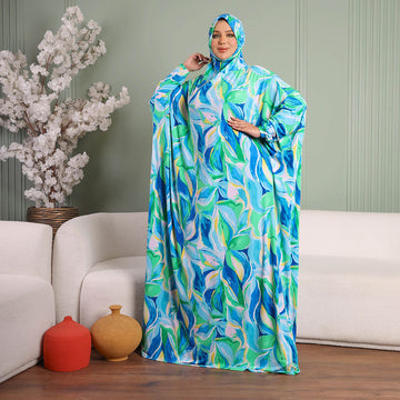 Practical Kuwaiti Jersey prayer dress with headscarf- Printed