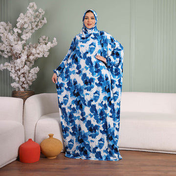 Practical Kuwaiti Jersey prayer dress with headscarf- Printed