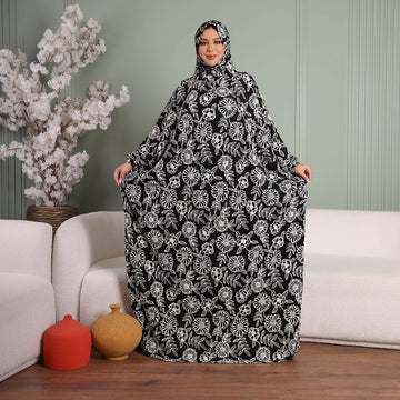 Practical Kuwaiti Jersey prayer dress with headscarf- Printed