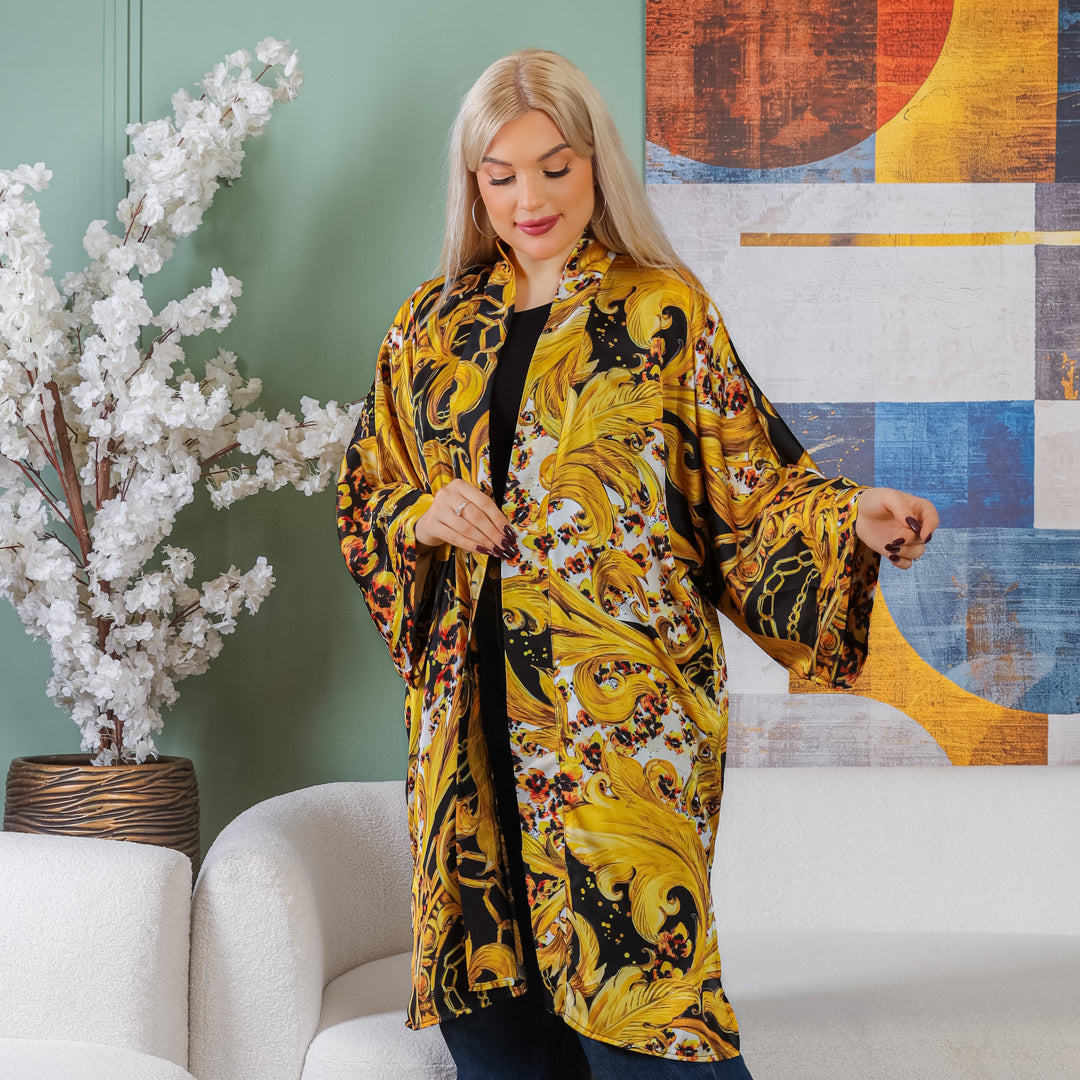 Silky Satin Cardigan-Printed