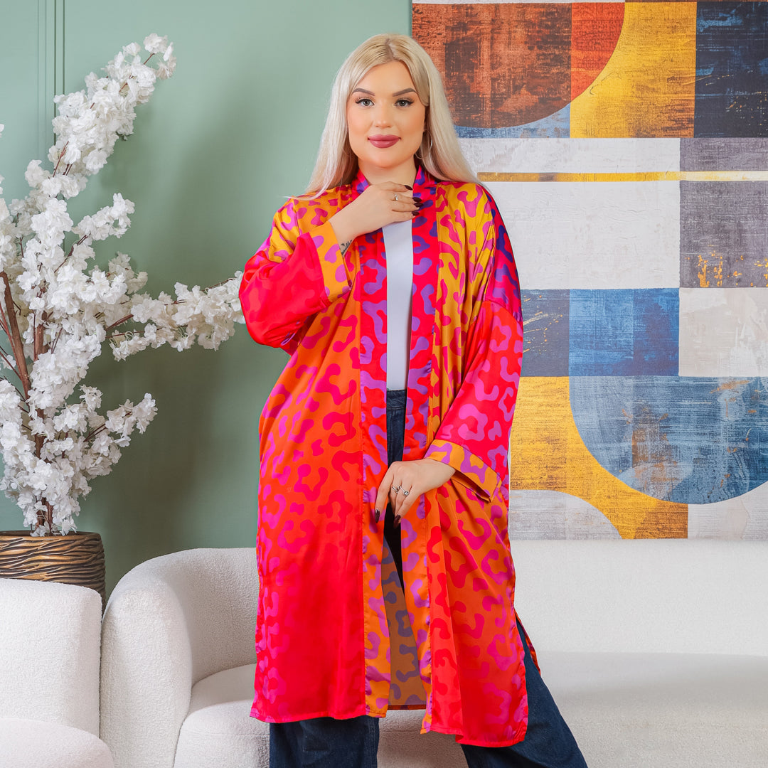 Silky Satin Cardigan-Printed