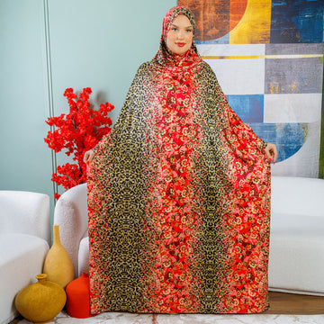Practical Kuwaiti Jersey prayer dress with headscarf- Printed