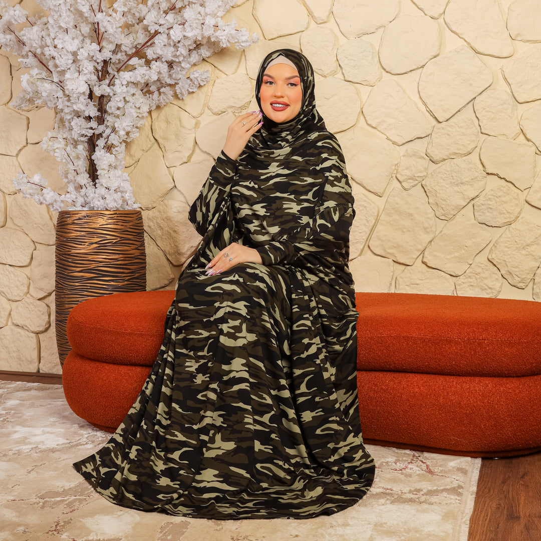 Practical  Bahraini prayer dress with headscarf- printed