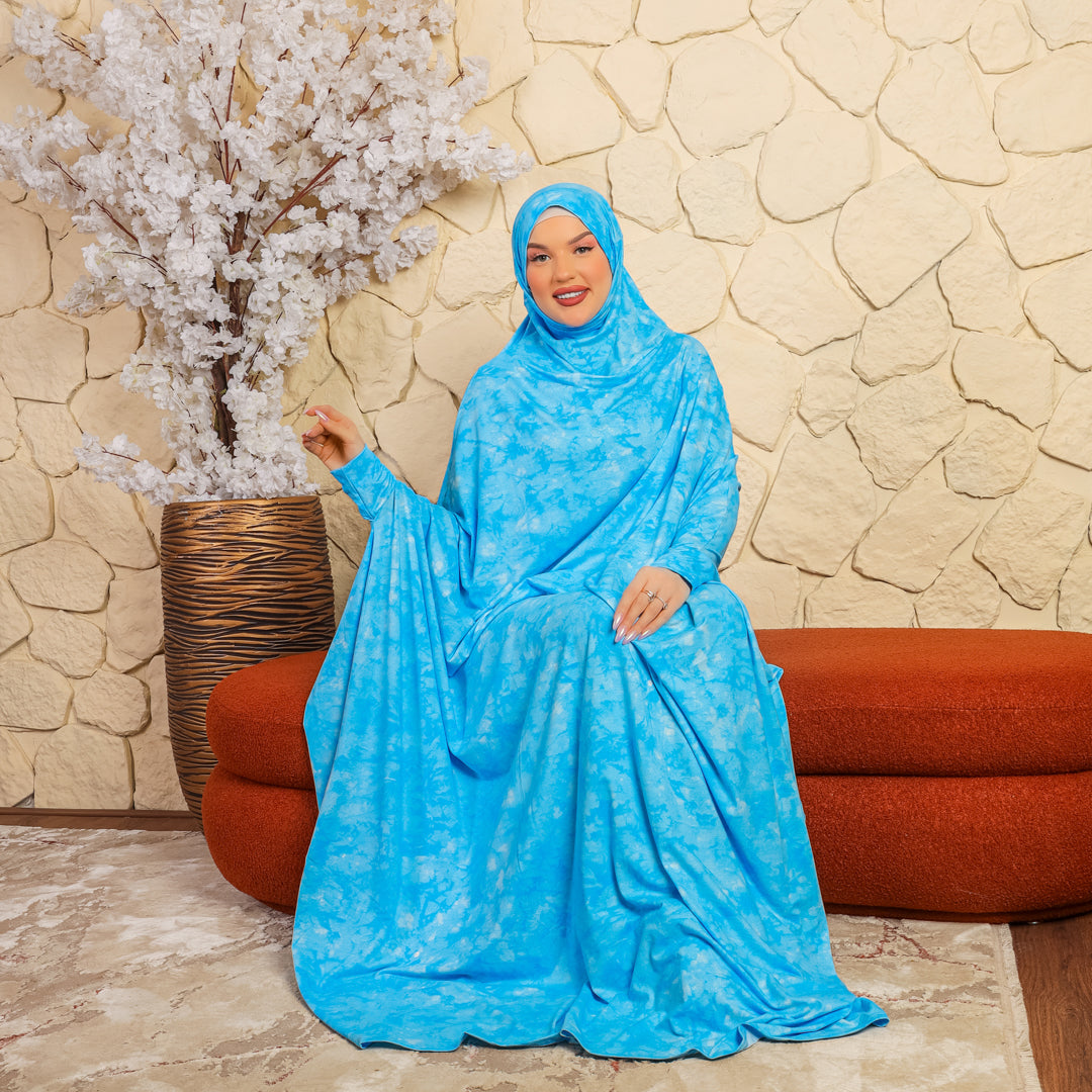 Practical  Bahraini prayer dress with headscarf- printed