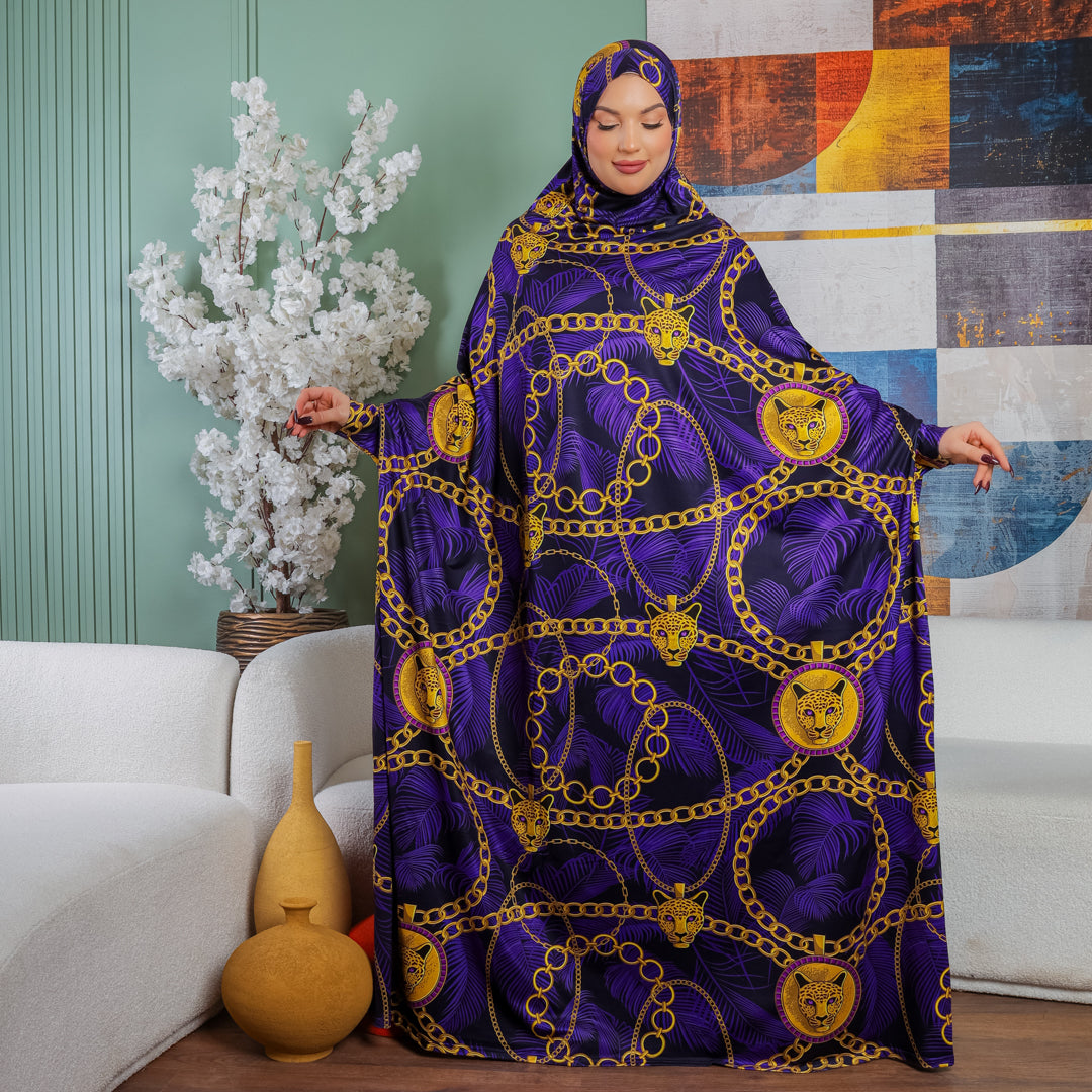 Practical  Bahraini prayer dress with headscarf- printed