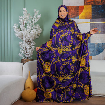 Practical Bahraini prayer dress with headscarf- printed