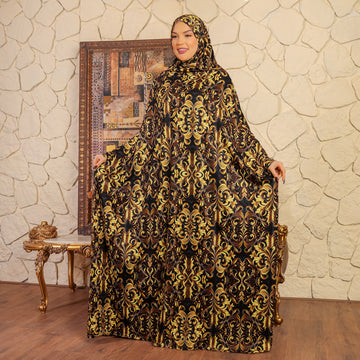 Practical Bahraini prayer dress with headscarf- printed