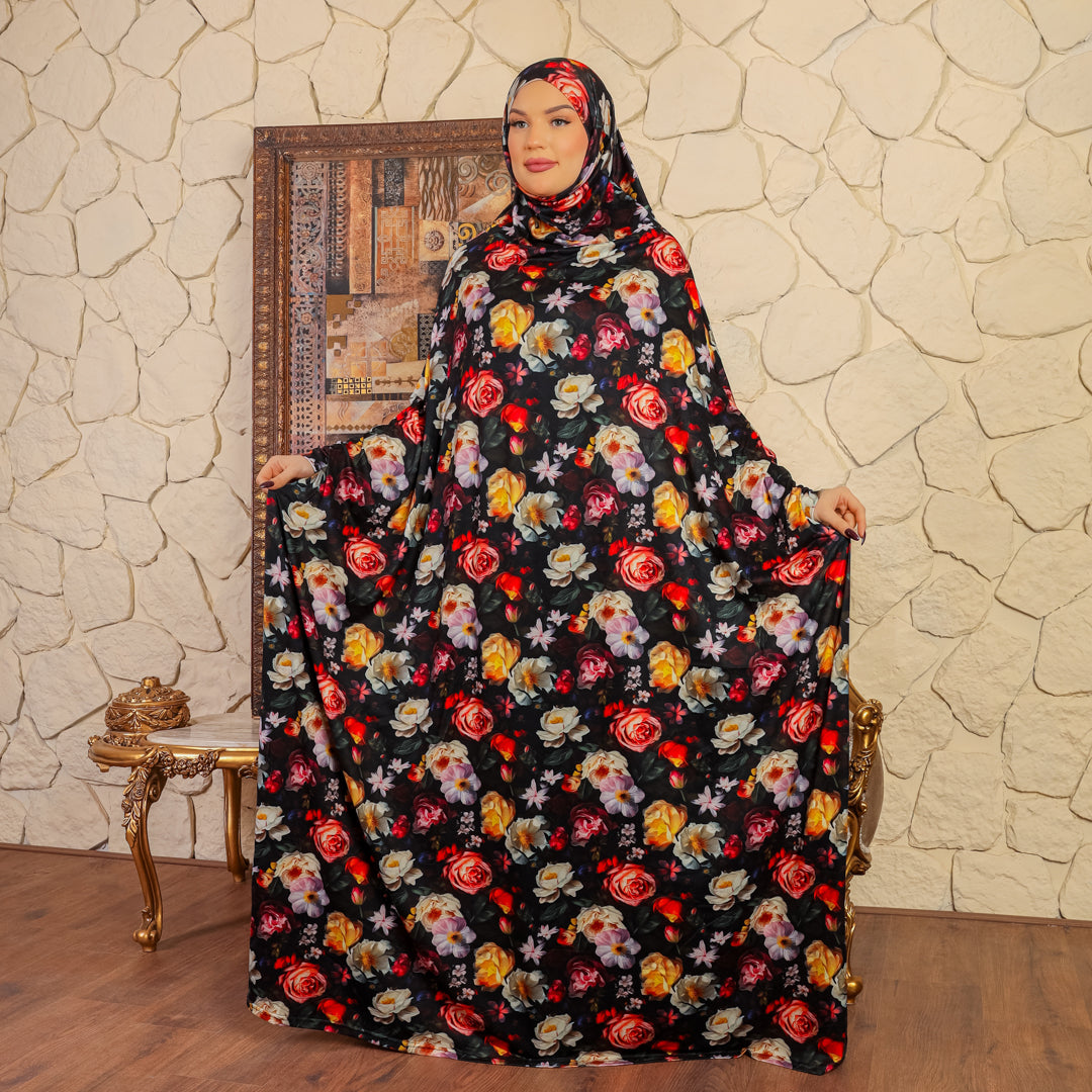 Practical  Bahraini prayer dress with headscarf- printed