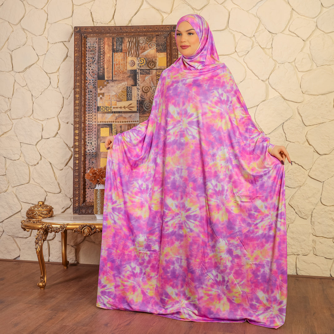 Practical  Bahraini prayer dress with headscarf- printed