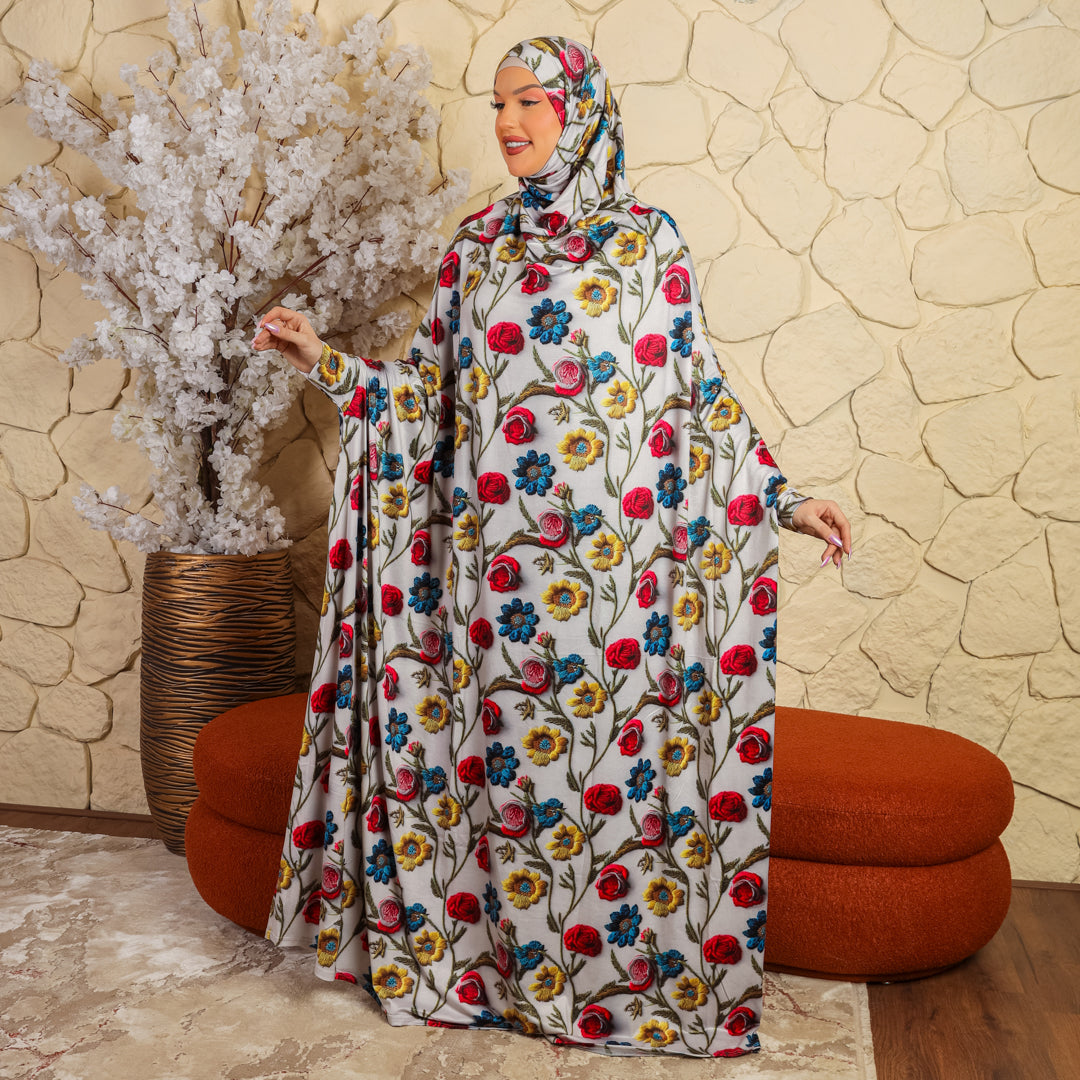 Practical  Bahraini prayer dress with headscarf- printed
