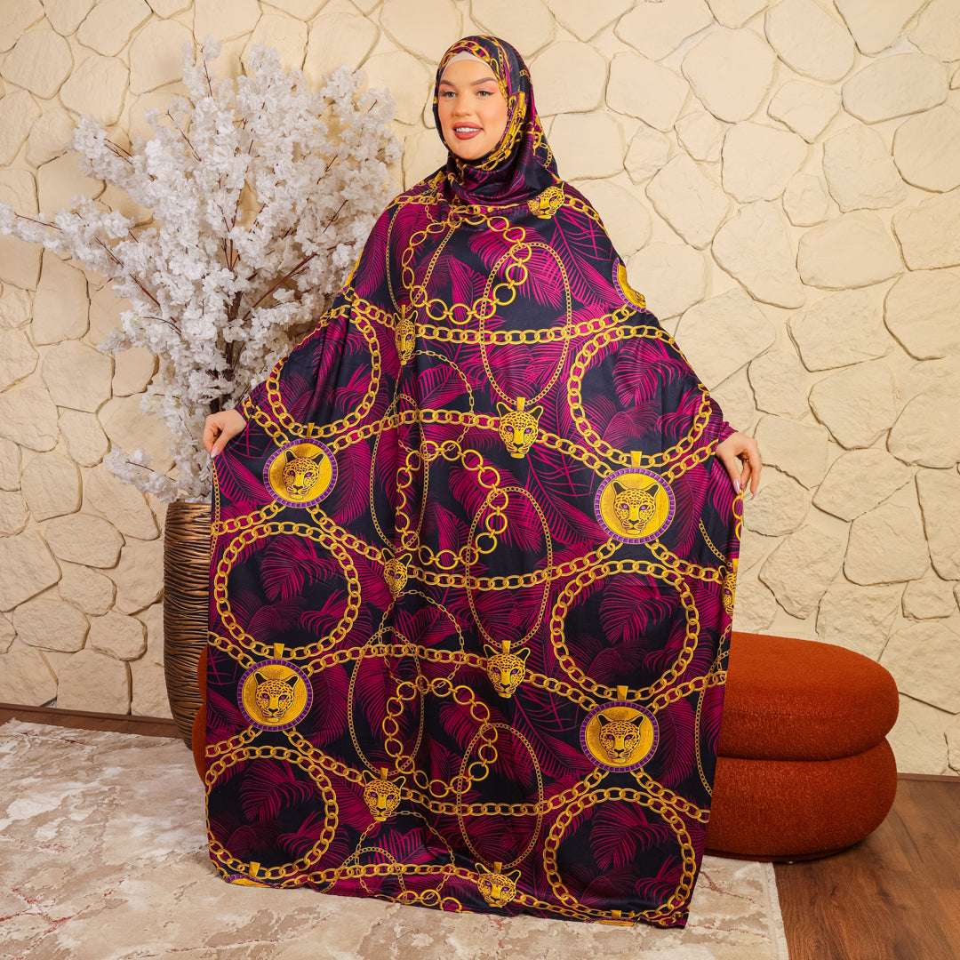 Practical  Bahraini prayer dress with headscarf- printed