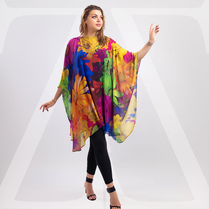 Chiffon Poncho - Printed