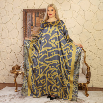 Dubai Silky Satin Jalabiya - Printed