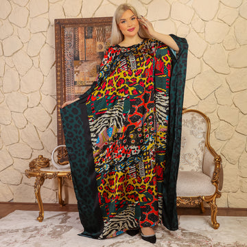 Dubai Silky Satin Jalabiya - Printed