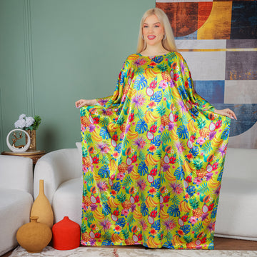 Dubai Silky Satin Jalabiya - Printed