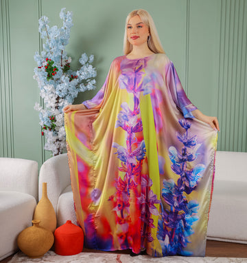 Dubai Silky Satin Jalabiya - Printed