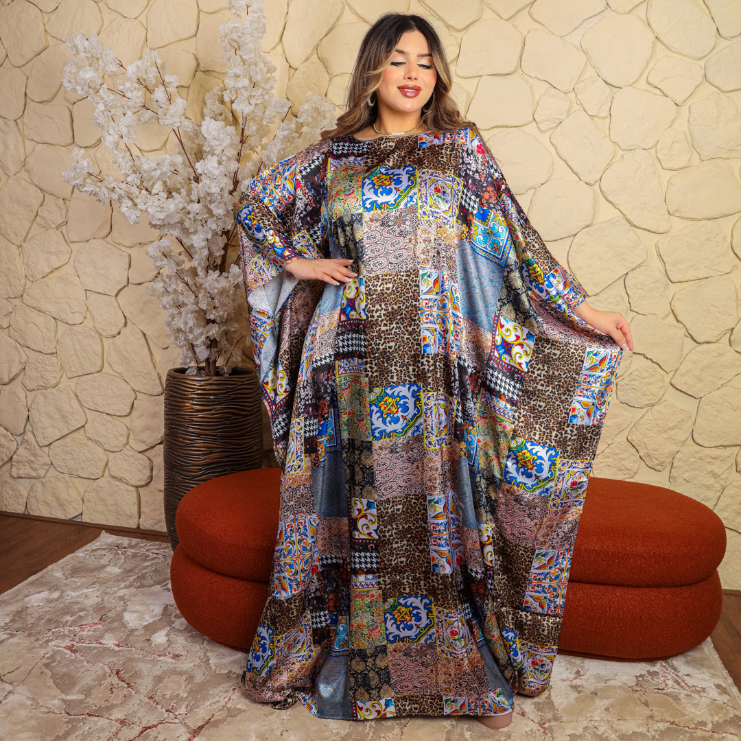 Dubai Silky Satin Jalabiya - Printed