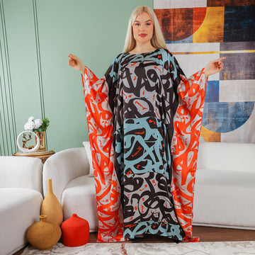 Dubai Silky Satin Jalabiya - Printed