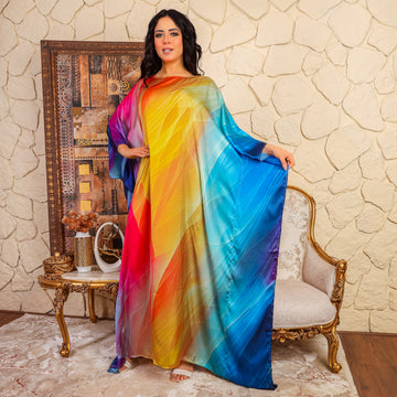 Dubai Silky Satin Jalabiya - Printed