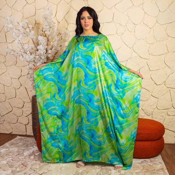 Dubai Silky Satin Jalabiya - Printed