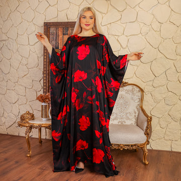 Dubai Silky Satin Jalabiya - Printed