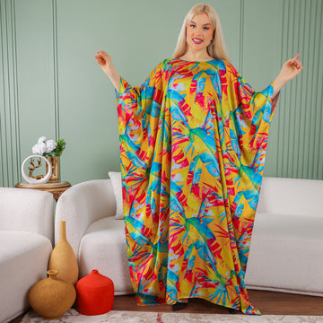 Dubai Silky Satin Jalabiya - Printed