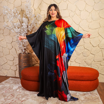 Dubai Silky Satin Jalabiya - Printed