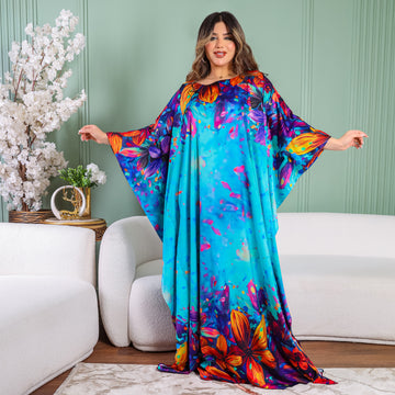 Dubai Silky Satin Jalabiya - Printed