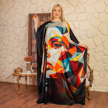 Dubai Silky Satin Jalabiya - Printed