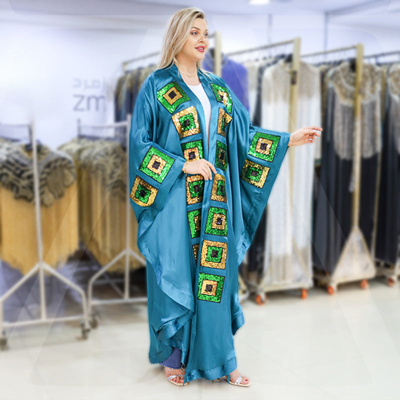 Dubai Silky Satin kaftan- Embroidered