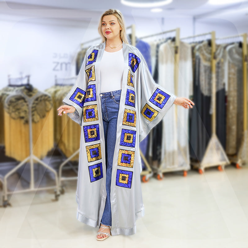 Dubai Silky Satin kaftan- Embroidered