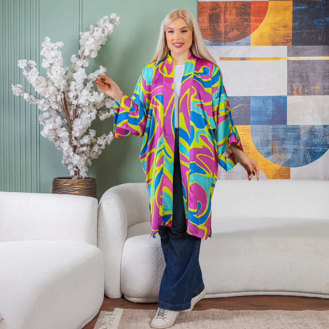 Silky Satin Cardigan-Printed