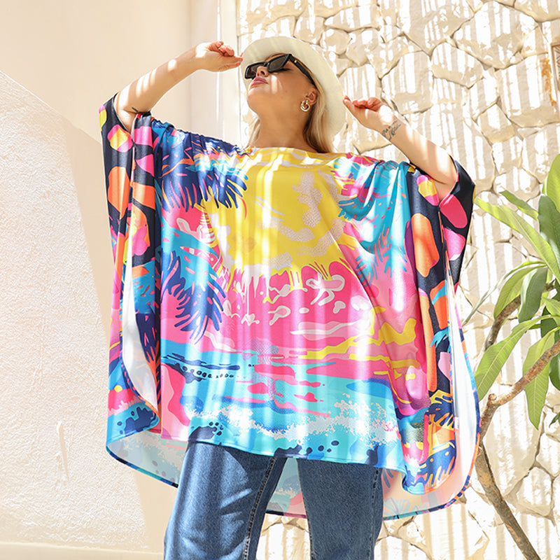 Autumn poncho - printed
