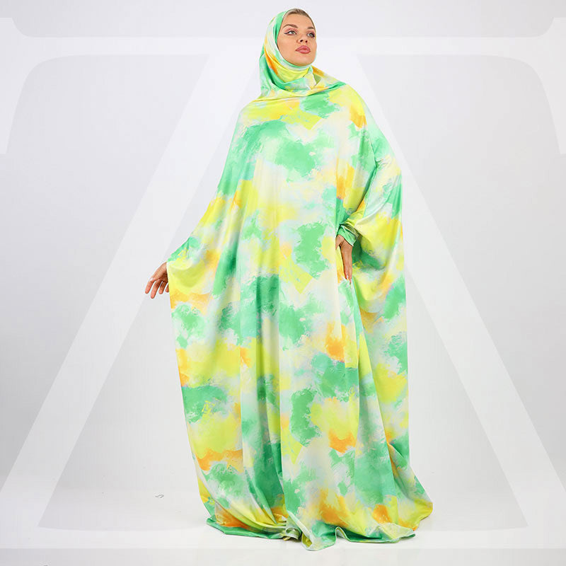 Practical  Bahraini prayer dress with headscarf- printed
