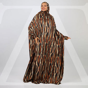 Practical Bahraini prayer dress with headscarf- printed