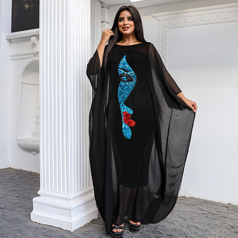 Dubai  Chiffon Jalabiya- Embroidered