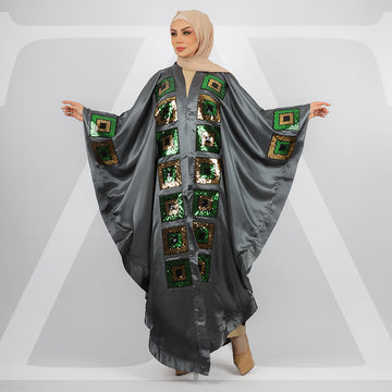 Dubai Silky Satin kaftan- Embroidered