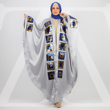 Dubai Silky Satin kaftan- Embroidered
