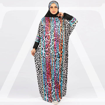 Practical Kuwaiti Jersey prayer dress with headscarf- Printed