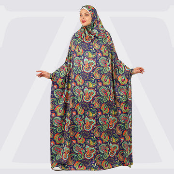 Practical Kuwaiti Jersey prayer dress with headscarf- Printed