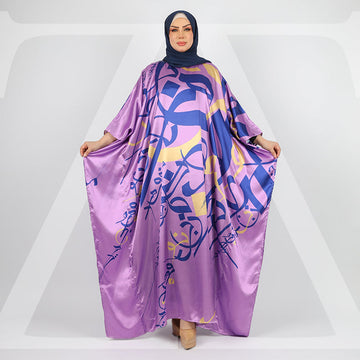 Dubai Silky Satin Jalabiya - Printed