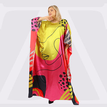 Dubai Silky Satin Jalabiya - Printed