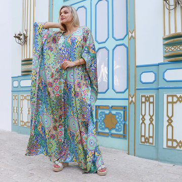 Dubai Silky Satin Jalabiya - Printed