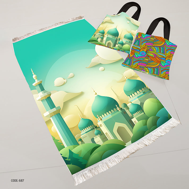 سجادة صلاة + شنطة توت باج (مطبوع)