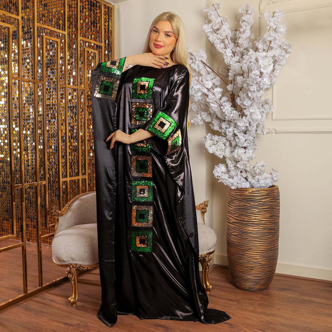 Silky Satin Jalabiya - Embroidered