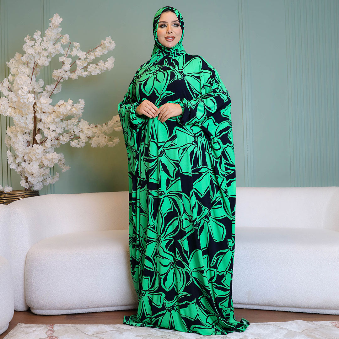 ثوب صلاة چيرسيه كويتي- مطبوع  مع غطاء الرأس