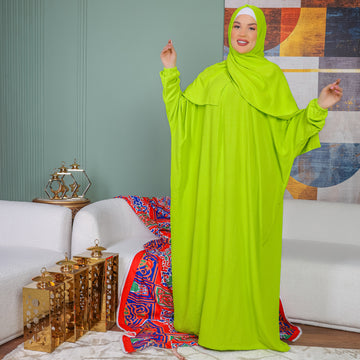 Practical Crepe Saudi prayer dress  with headscarf- plain