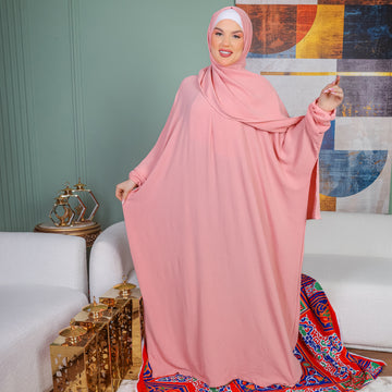 Practical Crepe Saudi prayer dress  with headscarf- plain
