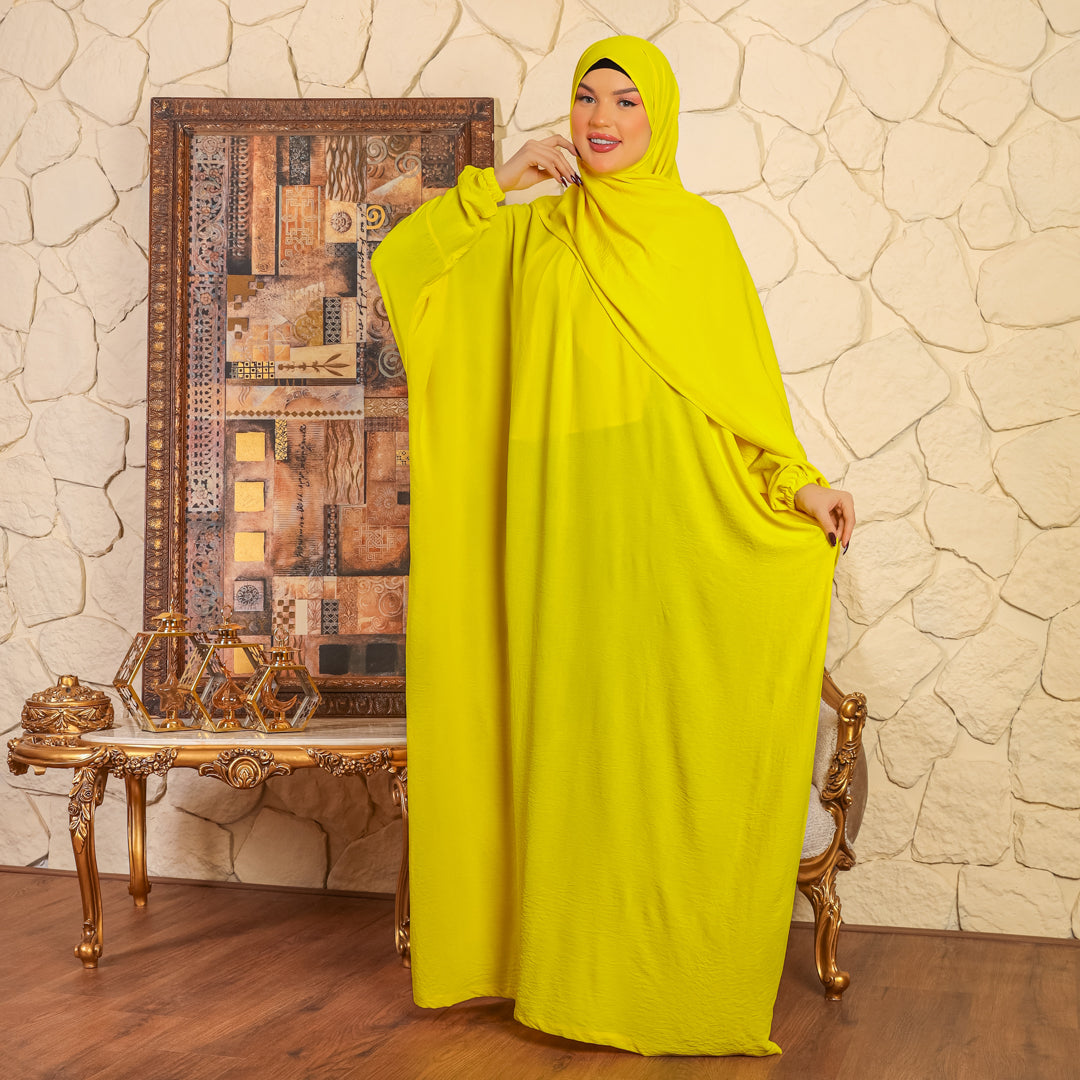 Practical Crepe Saudi prayer dress  with headscarf- plain
